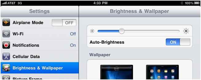 Brightness Screen Settings