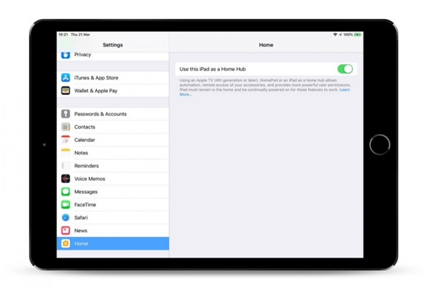 Guide to set up home hub on iPad