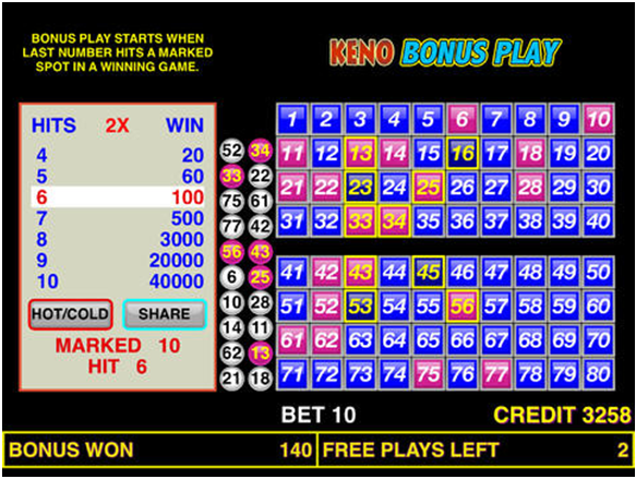 Keno Bonus play app