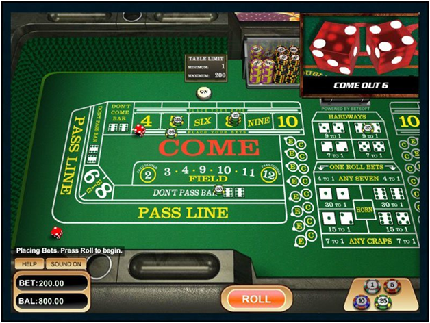 Types of bets at casino craps