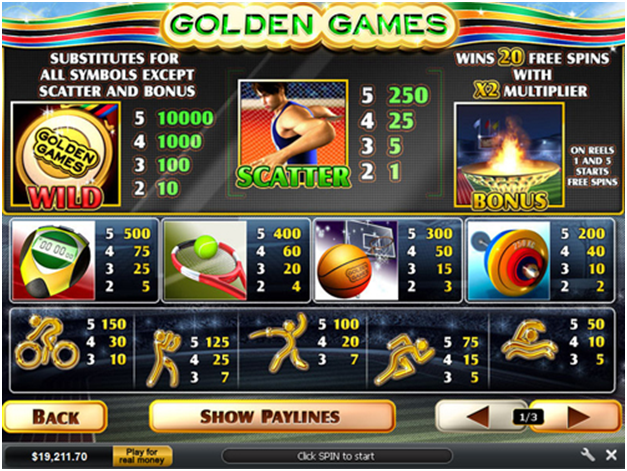 golden games pokies - Paytable