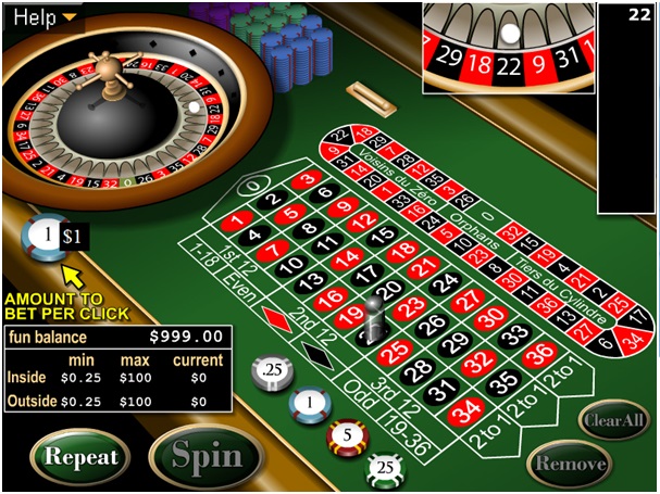 Types of bets in European Roulette